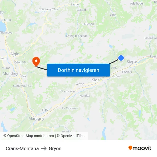 Crans-Montana to Gryon map