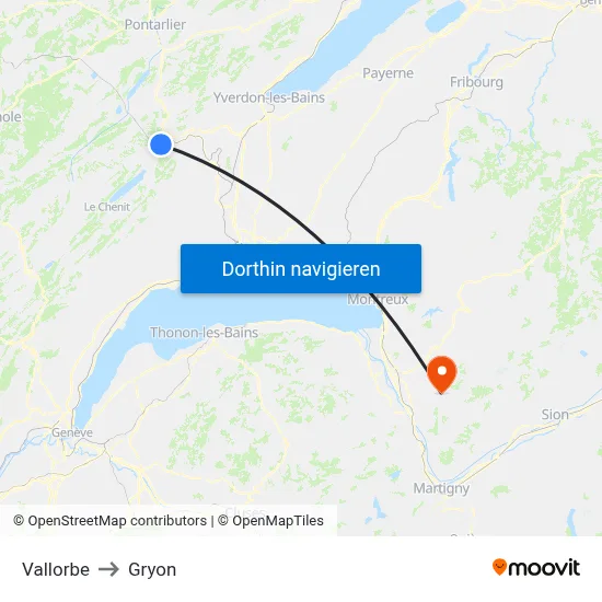 Vallorbe to Gryon map