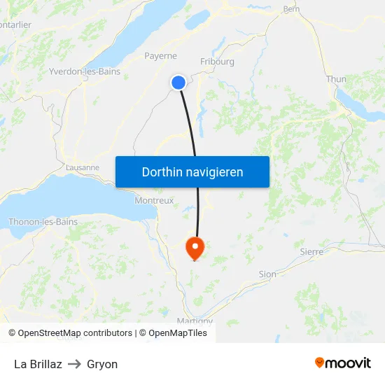 La Brillaz to Gryon map