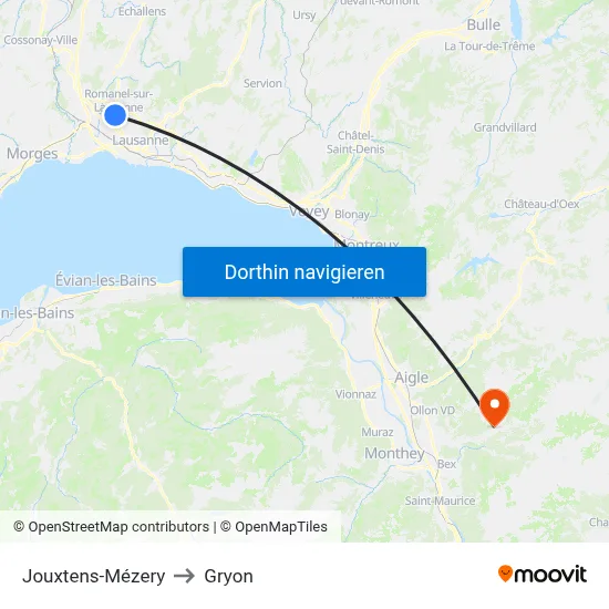 Jouxtens-Mézery to Gryon map