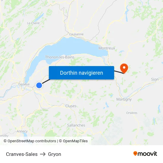 Cranves-Sales to Gryon map