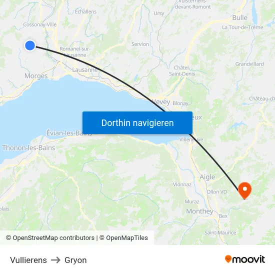 Vullierens to Gryon map