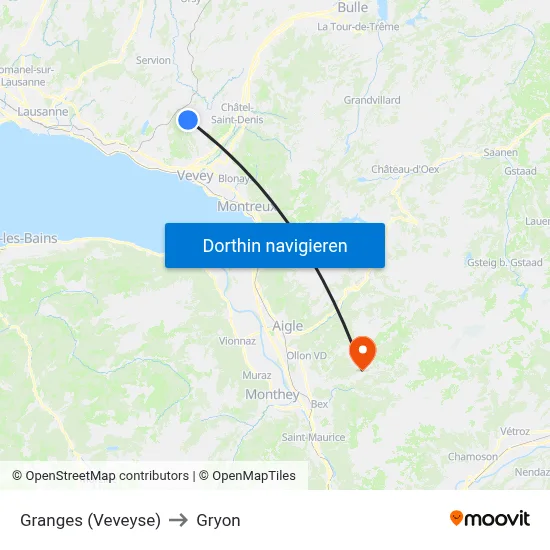 Granges (Veveyse) to Gryon map