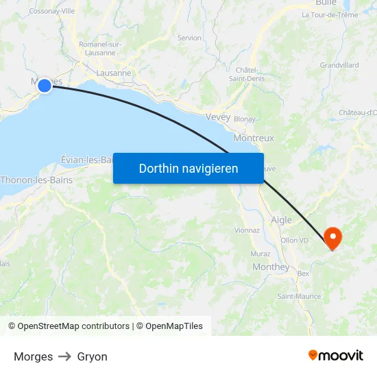Morges to Gryon map
