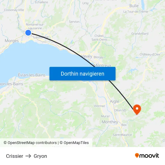 Crissier to Gryon map