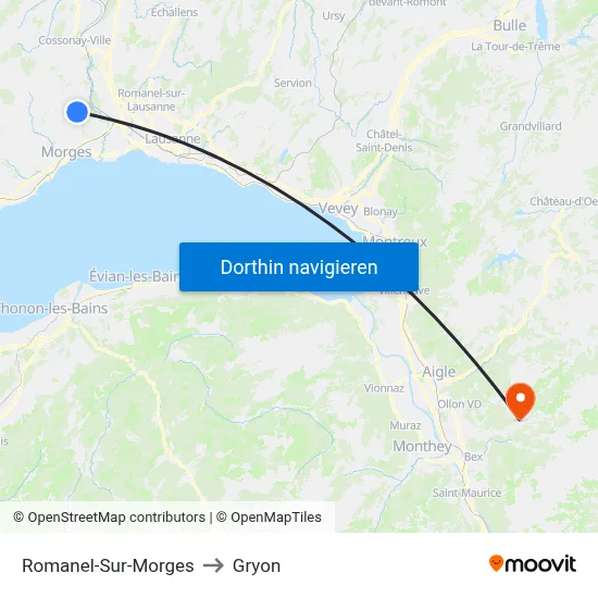 Romanel-Sur-Morges to Gryon map