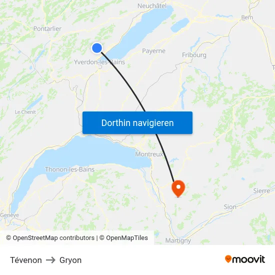 Tévenon to Gryon map