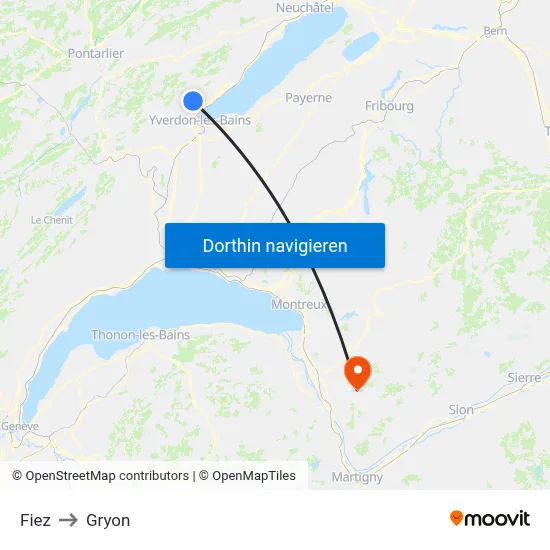 Fiez to Gryon map