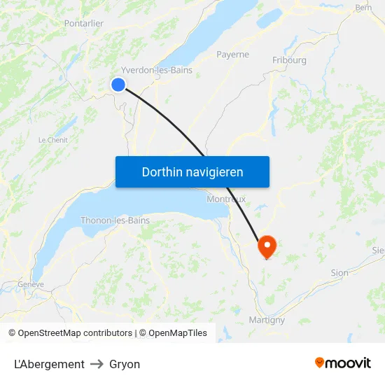 L'Abergement to Gryon map