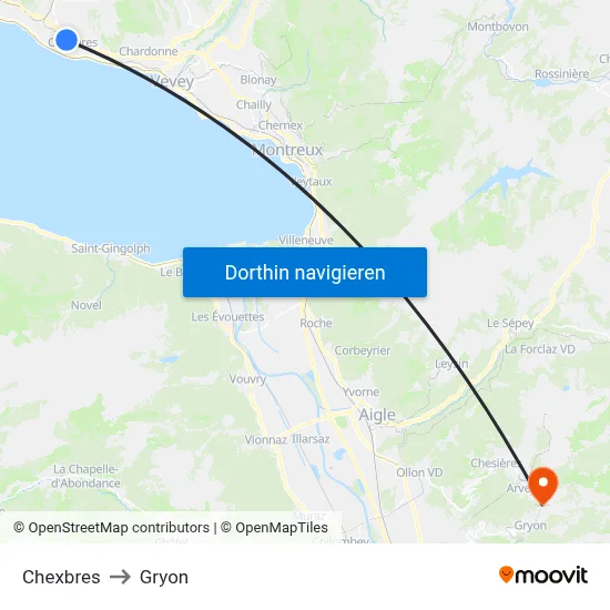 Chexbres to Gryon map
