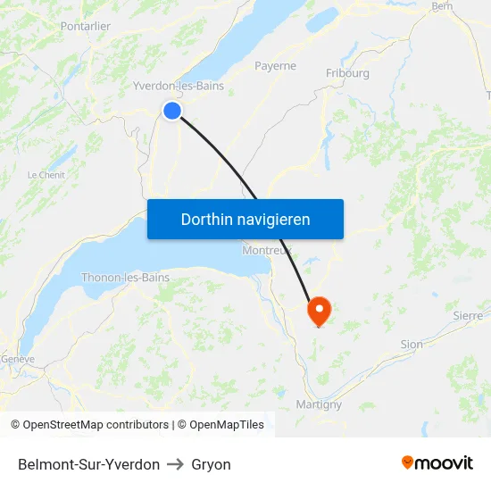 Belmont-Sur-Yverdon to Gryon map