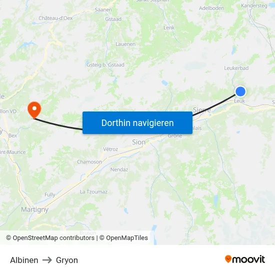 Albinen to Gryon map