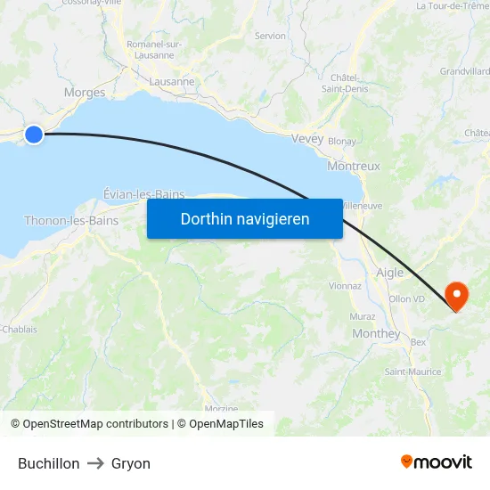 Buchillon to Gryon map