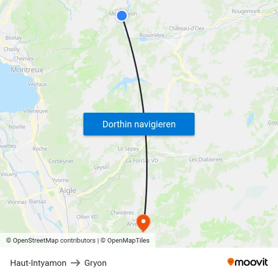 Haut-Intyamon to Gryon map