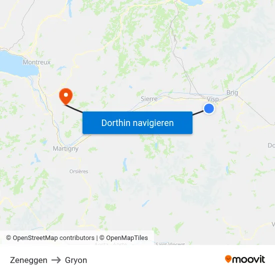 Zeneggen to Gryon map
