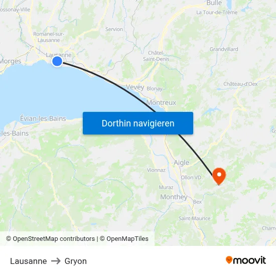 Lausanne to Gryon map