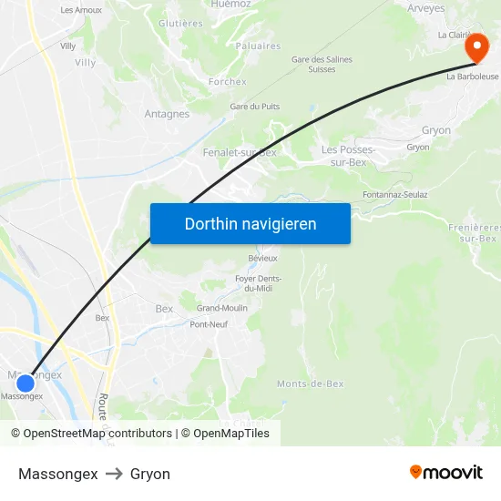 Massongex to Gryon map