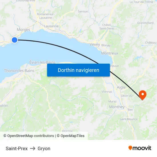 Saint-Prex to Gryon map
