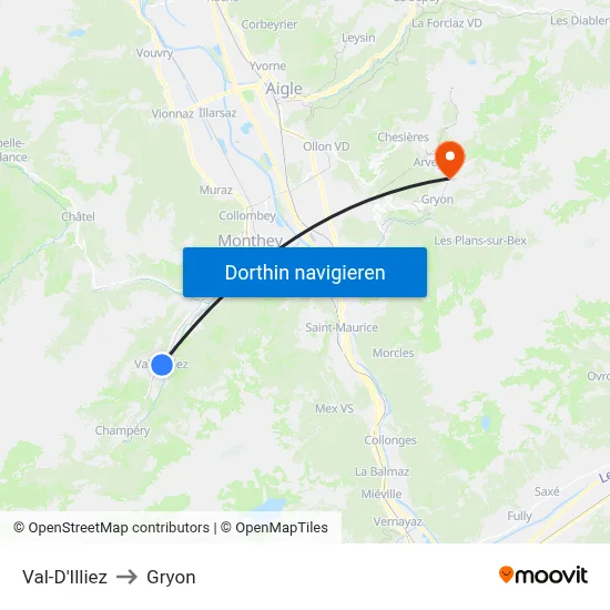 Val-D'Illiez to Gryon map