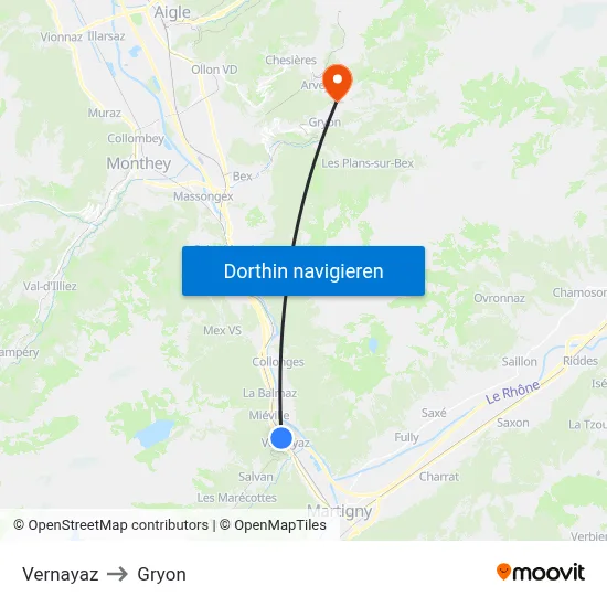 Vernayaz to Gryon map