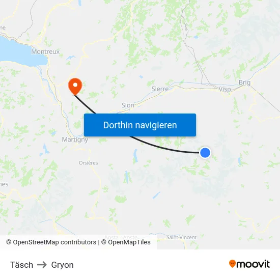 Täsch to Gryon map