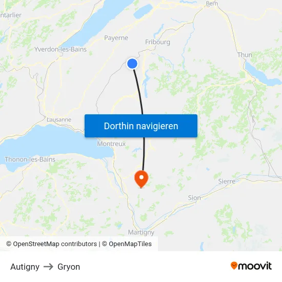 Autigny to Gryon map