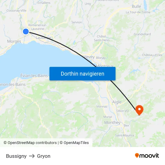 Bussigny to Gryon map