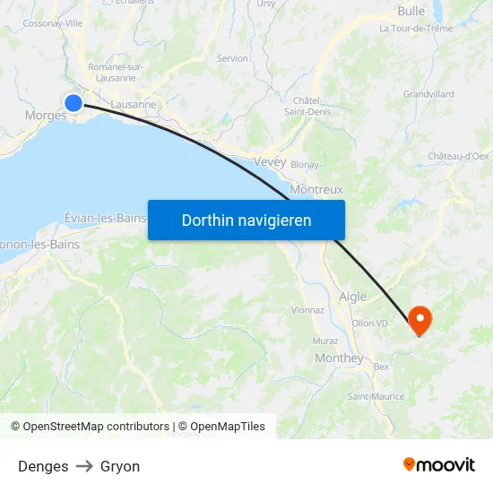 Denges to Gryon map