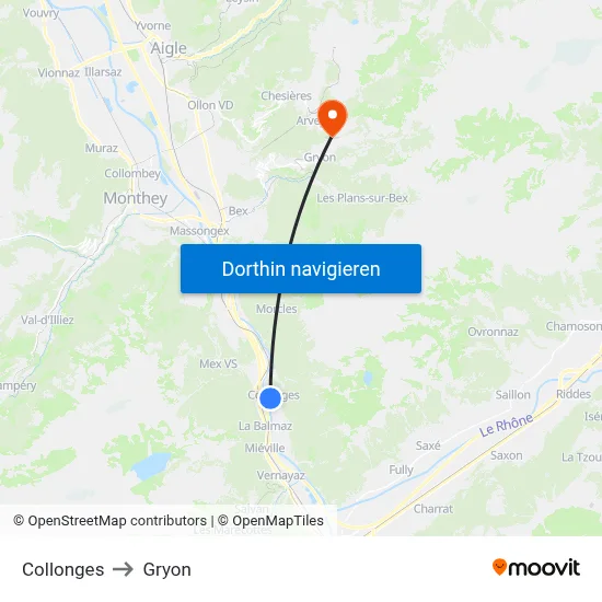 Collonges to Gryon map