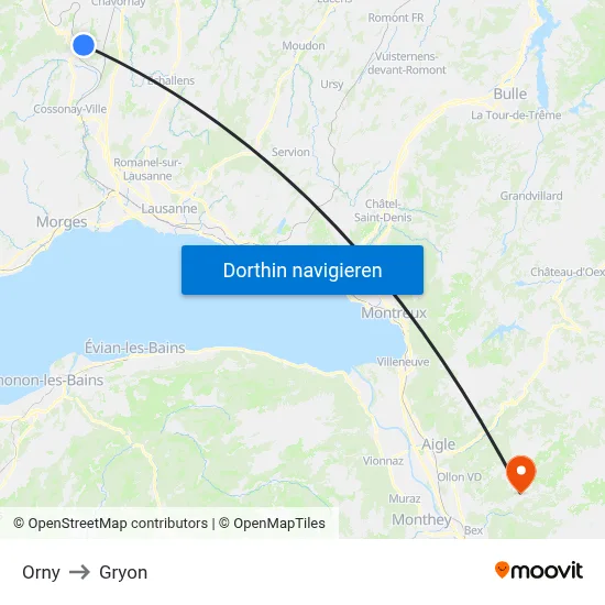 Orny to Gryon map