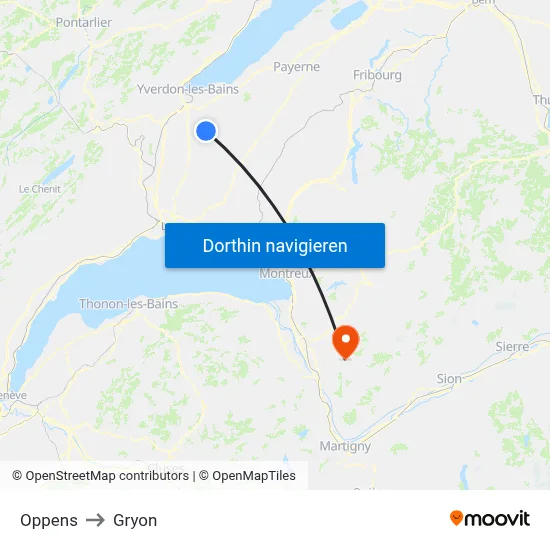 Oppens to Gryon map