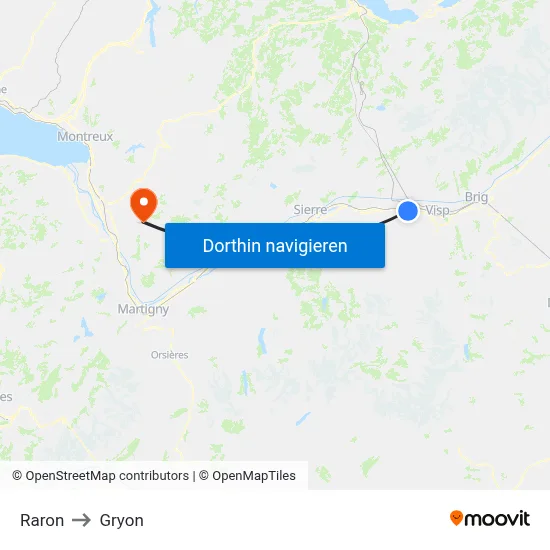 Raron to Gryon map