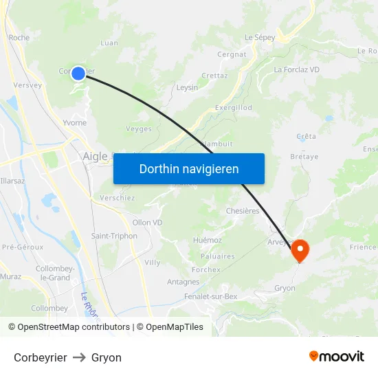 Corbeyrier to Gryon map