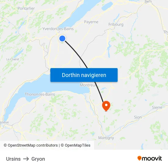 Ursins to Gryon map