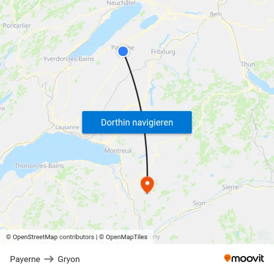 Payerne to Gryon map