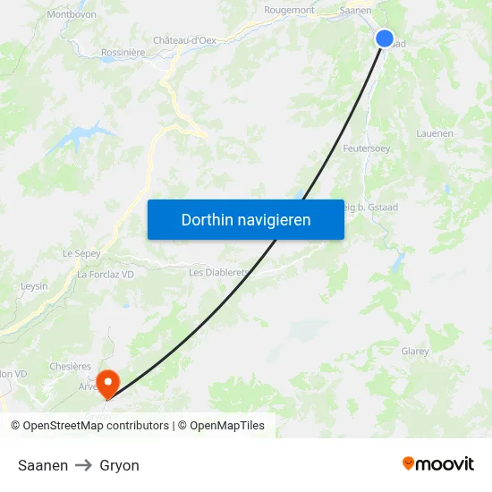 Saanen to Gryon map