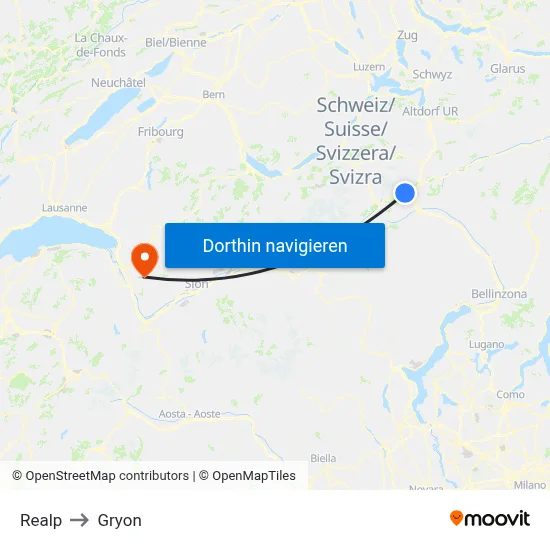Realp to Gryon map