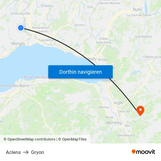 Aclens to Gryon map