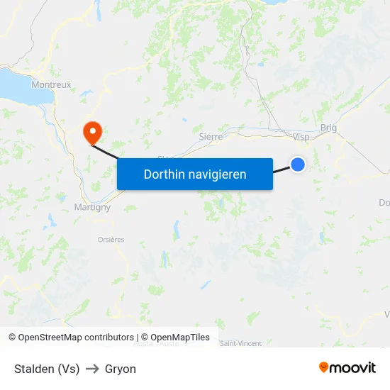 Stalden (Vs) to Gryon map