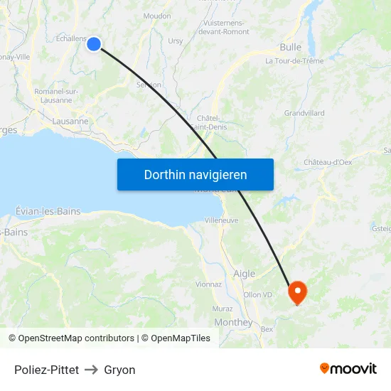Poliez-Pittet to Gryon map