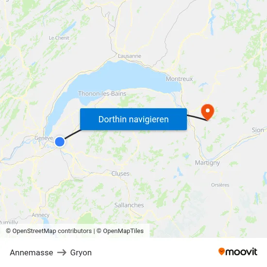 Annemasse to Gryon map