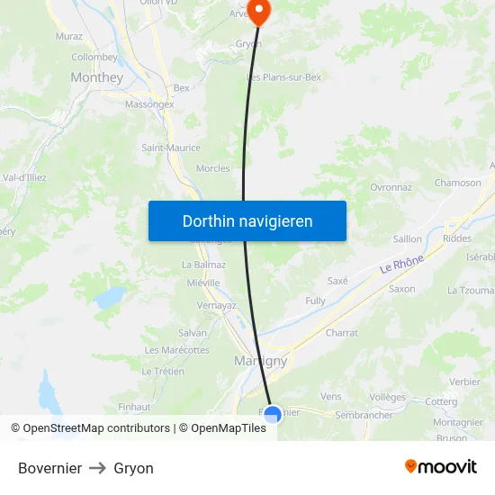 Bovernier to Gryon map