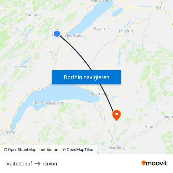 Vuiteboeuf to Gryon map