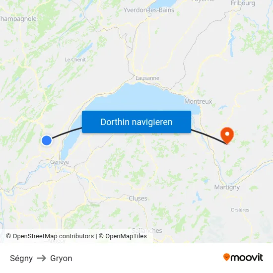Ségny to Gryon map
