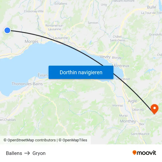 Ballens to Gryon map