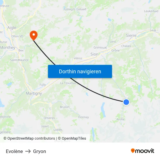Evolène to Gryon map