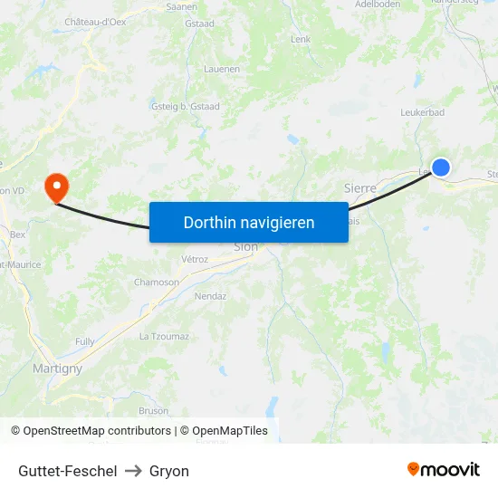 Guttet-Feschel to Gryon map