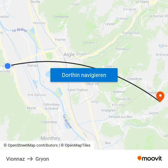 Vionnaz to Gryon map