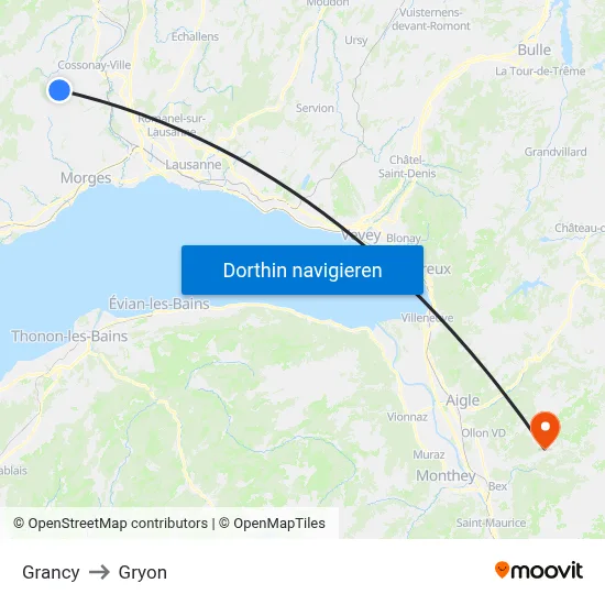 Grancy to Gryon map