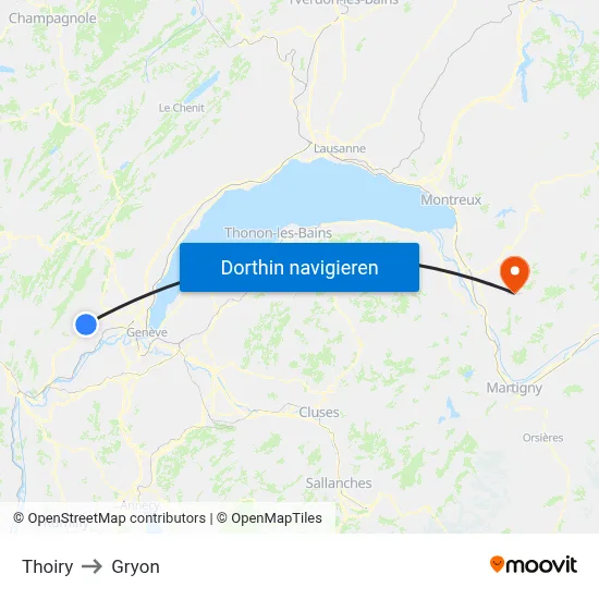 Thoiry to Gryon map